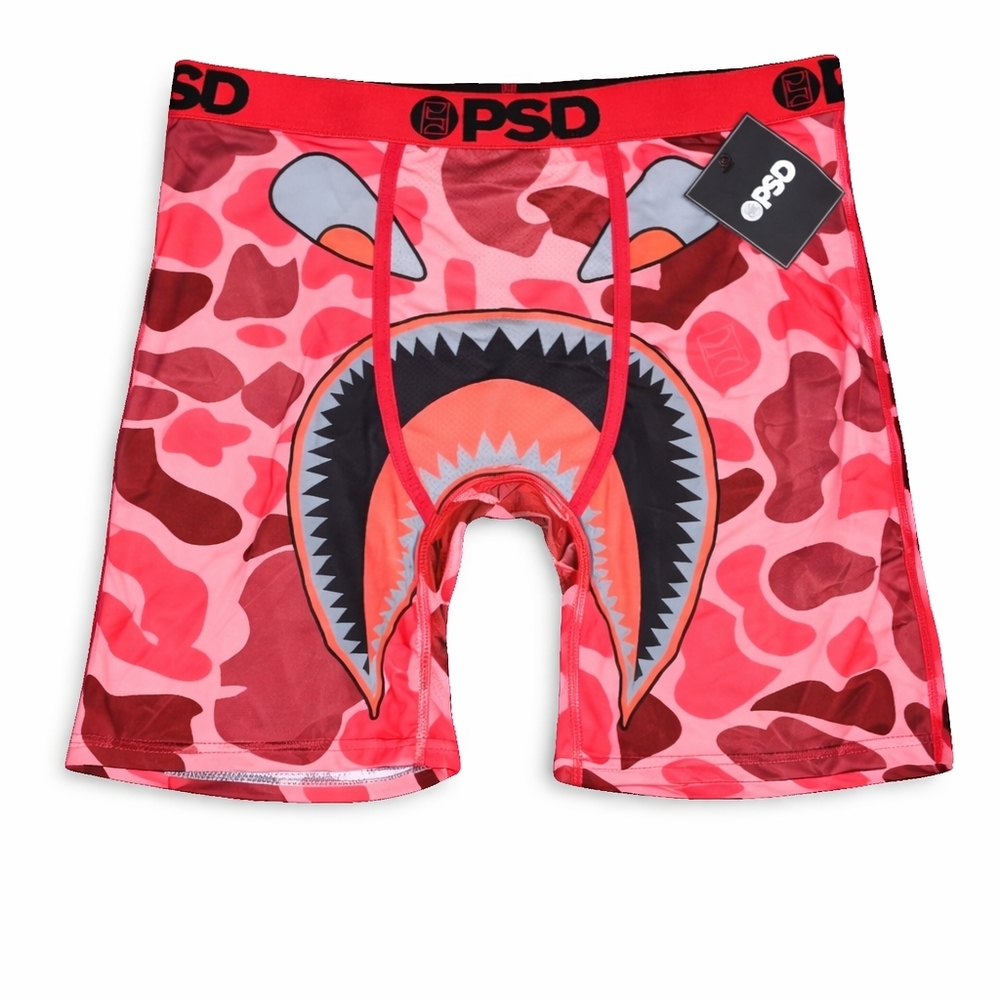 Nwt- PSD Shark Bite Red Pink Camo Boxer Briefs L – Stretch Comfort